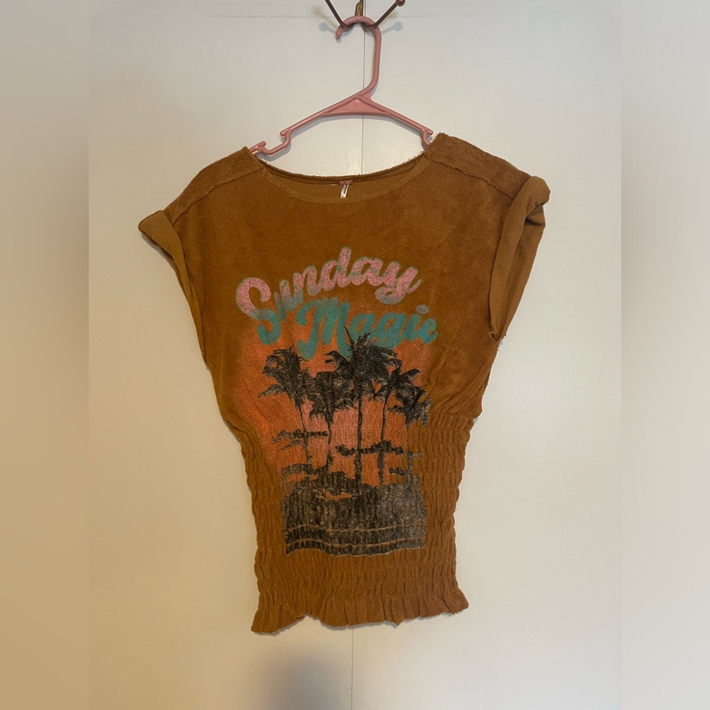 Free People Sadie Towel Terry Smocked Top NWOT - Picture 2 of 4